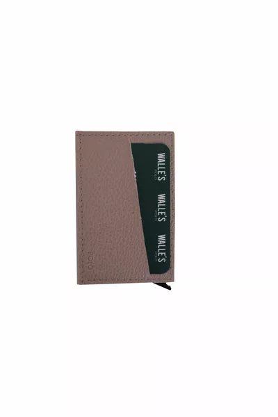 Unisex Crema Pelle Protetto RFID Automatico Meccanismo Di Alluminio Porta Carte