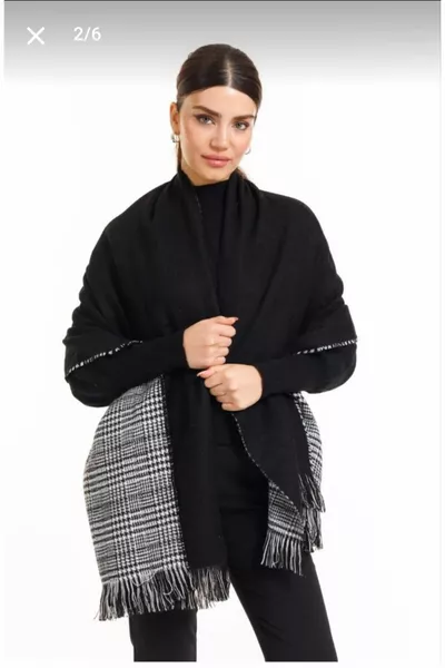 Châle épaule en laine à carreaux double face - cm - Châle d’hiver