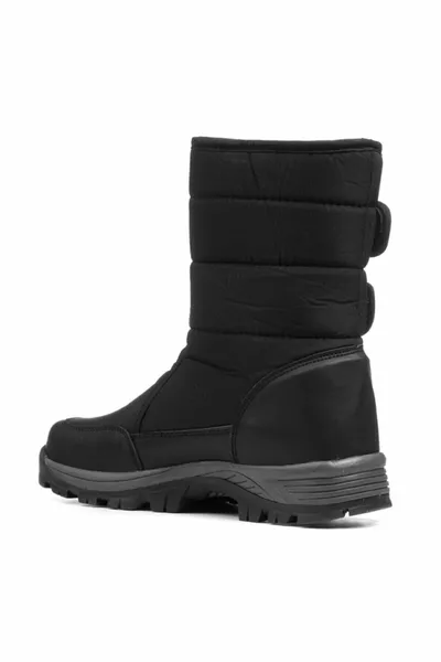 Unisex Black Winter Long Fur Snow Boots