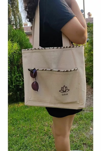 قماش الكتان حمل حقيبة