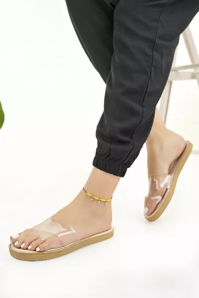 النعال النسائية الشفافة أنيقة عارضة شاطئ البحر ضيف المهر النعال