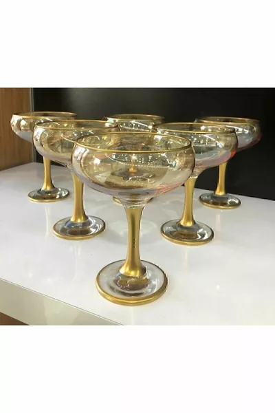 6 бр стъклена чаша за сладолед магнолия цветна