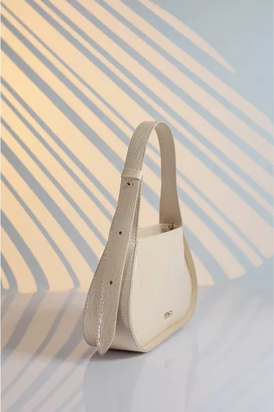Crema Cocco Pattern Foderato Regolabile Tracolla Mano E Spalla Baguette Bag