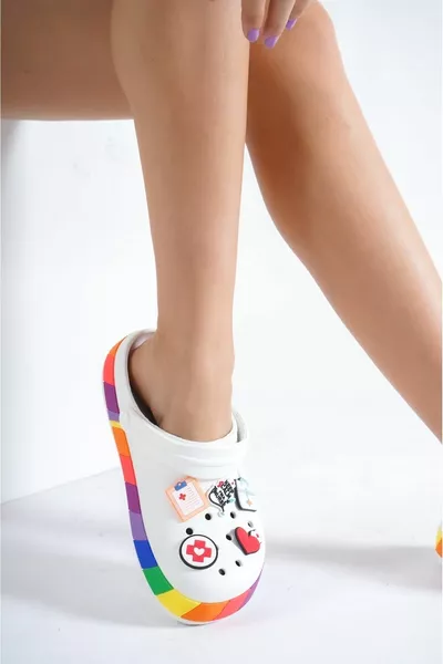 Samesa Bianco Accessori Zoccoli Eva Summer Beach - Daily Hospital Medico Infermiera Pantofole