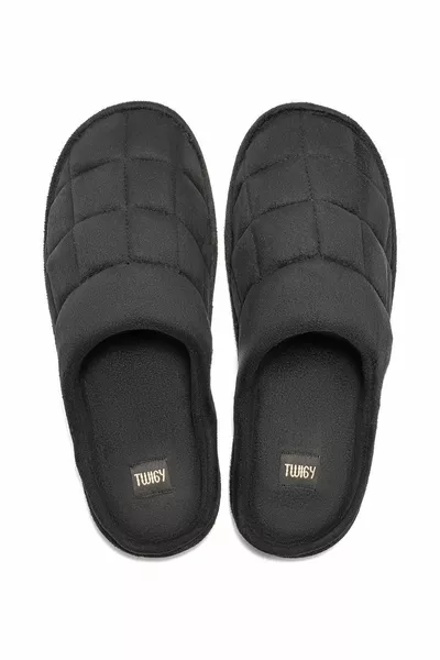 رجل شباشب منزلية رجالية أسود /