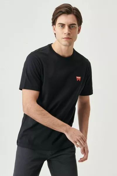 العادية صالح عادي قطع طاقم الرقبة  ٪ القطن الأسود الرجال تي شيرت