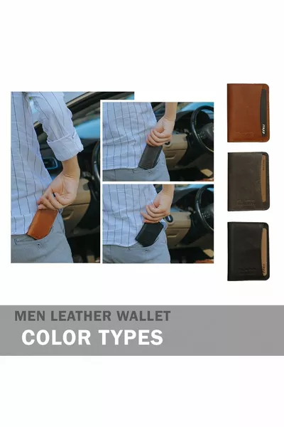 Держатель для карт мини-кошелька из натуральной кожи с защитой от RFID Red Edge