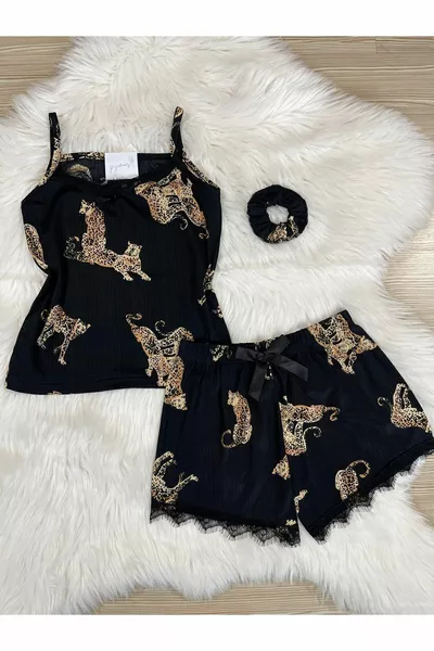 Pegasus Pajama Set with Black Tiger Print Shorts