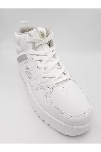 أبيض -  للجنسين عالية النعل عالية الدانتيل متابعة أحذية رياضية