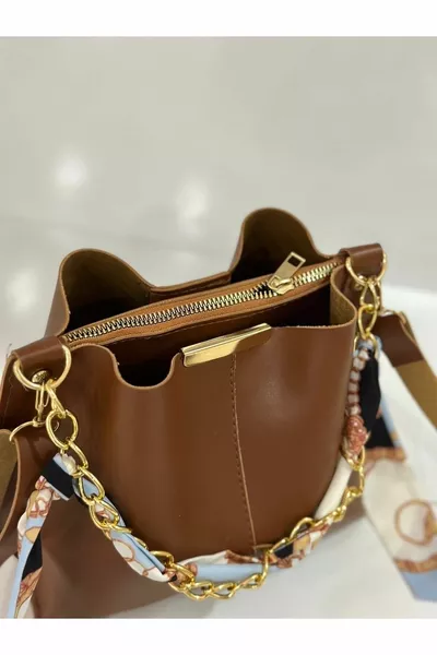 المرأة وشاح سلسلة التبعي جلد ناعم 3 مقصورة اليد الذراع وحقيبة الكتف