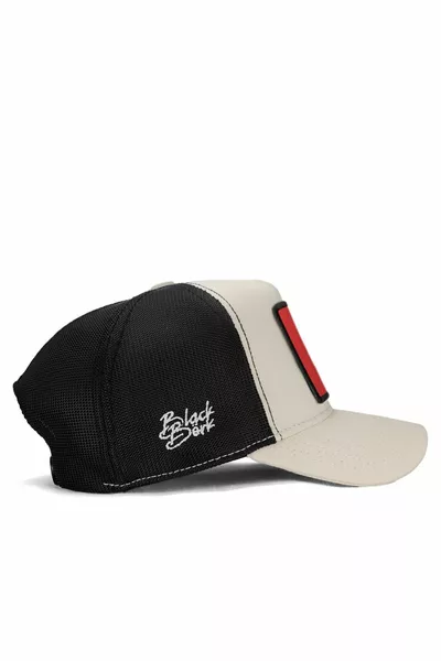  Trucker Parmak - 1ks Kod Logolu Unisex Bej-siyah Şapka (CAP)