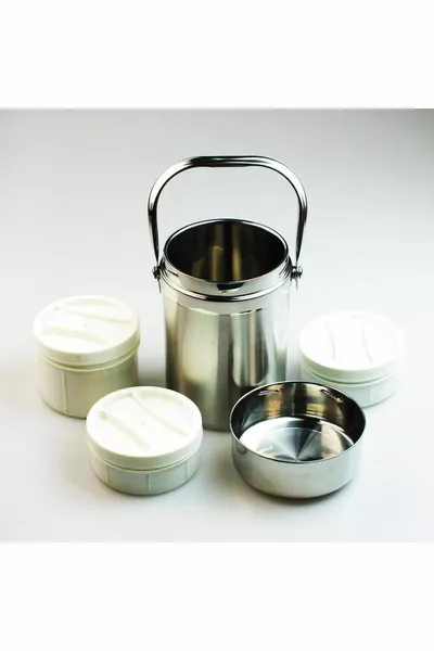 لوكس 3 مقصورات ستانلس ستيل لانش بوكس ترمس ستانلس ستيل 1,8 لتر 3 لتر