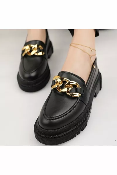 Women's Chain Detailed Thermo Sole Loafer Shoes