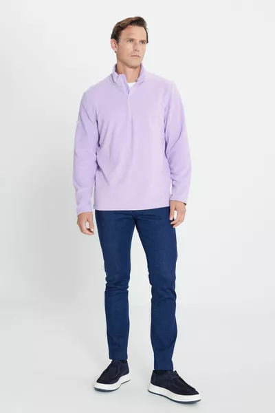 الرجال أرجواني مكافحة بيلينغ مكافحة بيلينغ غير الريش القياسية صالح الوقوف طوق الصوف قميص من النوع الثقيل