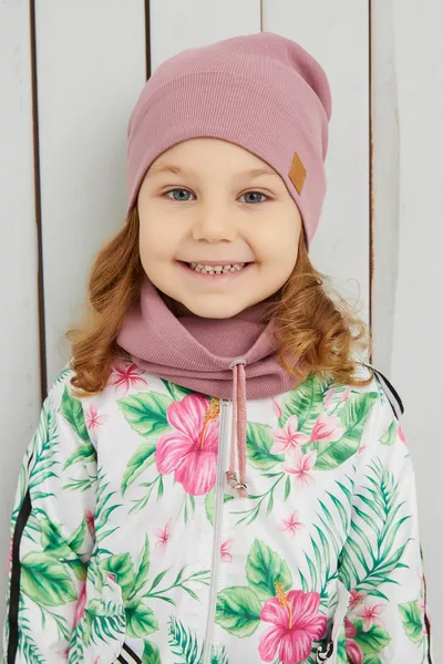 Baby Girl Kids Dark Pink Drawstring Hat Beanie Neck Brace Set Comfortable % Cotton Camisole Domestic Production