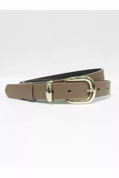 % Genuine Leather Gold Buckle Women's Mink Belt