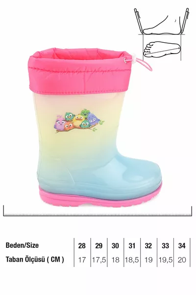 Stivali da pioggia trasparenti impermeabili per ragazze invernali con fodera calda all'interno