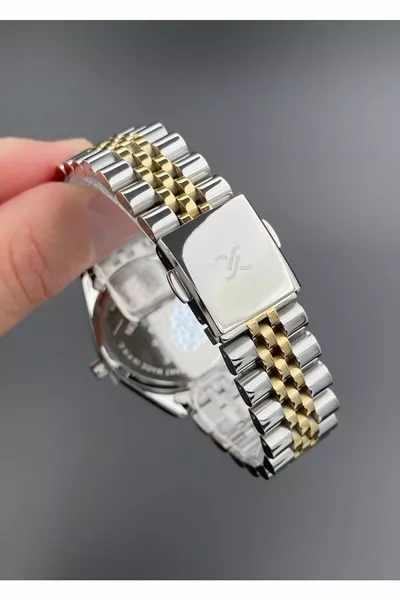 ساعة يد نسائية ذهبية فضية 3 ATM مقاومة للماء