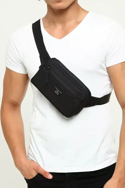 Поясная сумка с 2 отделениями и плечом из черной водонепроницаемой ткани унисекс