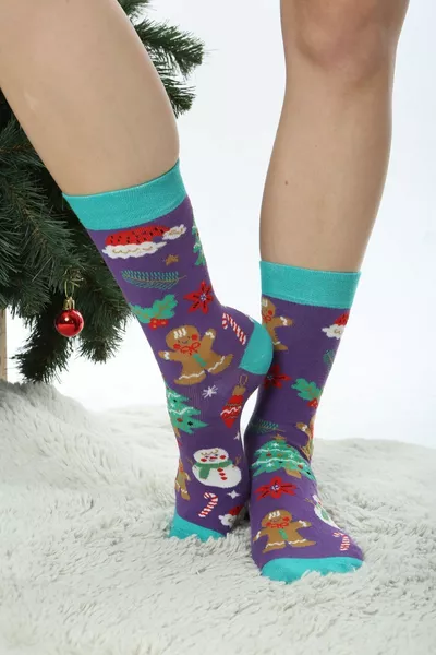 5 قطع عيد الميلاد منقوشة كوكي مجموعة الجوارب الملونة