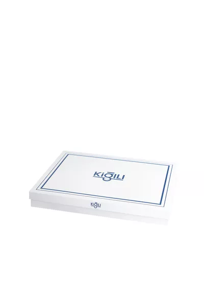 طقم بيجامة قطني بطبقتين بياقة نصف دراجة وأكمام طويلة