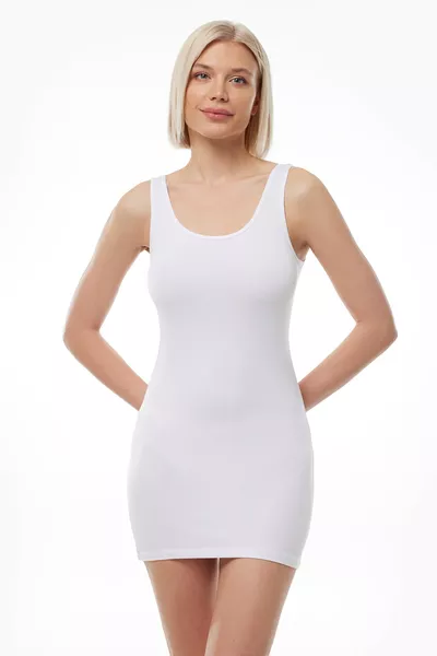 Женская белая майка из модала, длинная, 