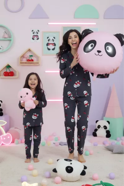 طقم بيجامة قطني بأزرار