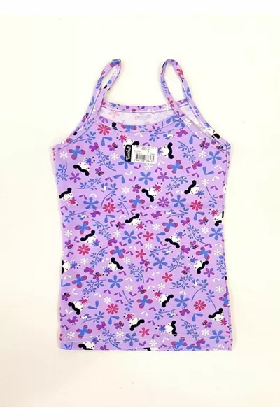 6-Pack Girls' Cotton-Blend Tank Top with Spaghetti Straps in Multi-Colored Patterns