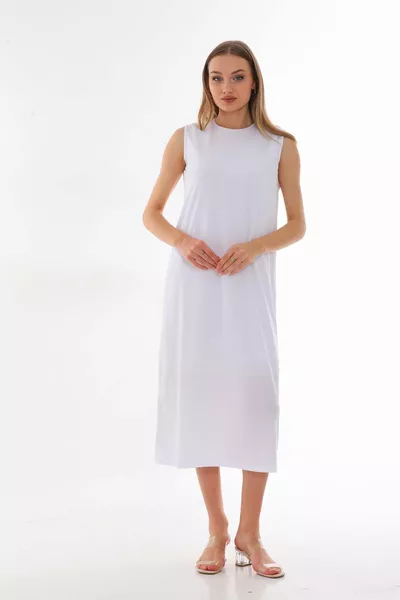 White Sleeveless Dress Lining Petticoat