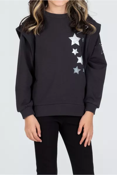 Sweat-shirt pour fille à motifs étoiles  % coton