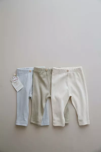 طقم 3 جوارب أطفال مضلعة، الموديل 2