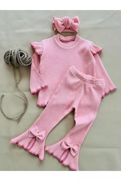 Kız Bebek İspanyol Paça Bandanalı Takım