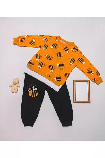 طقم طفل مزدوج بنقشة النحلة بأسلوب مرح