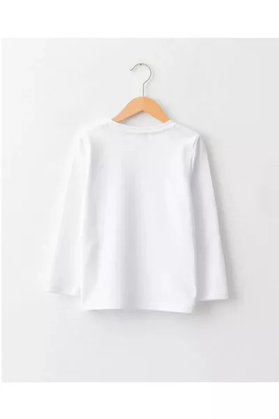 تي شيرت أطفال طويل الأكمام أساسي بياقة دائرية من القطن للجنسين (من عمر 1 إلى  سنة)