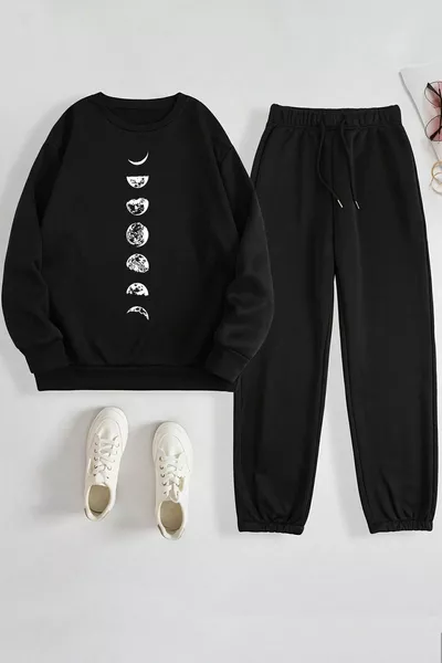 Унисекс спортивный костюм с круглым вырезом и астрономическим принтом