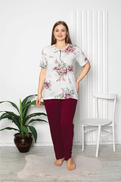 بالإضافة إلى حجم قصير الأكمام البرقوق أمي بيجاما مجموعة