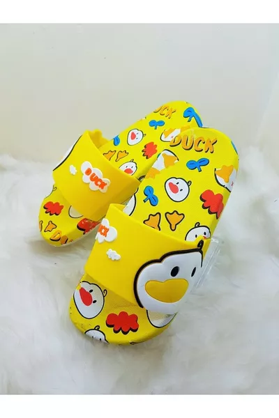 شبشب أصفر مضاد للانزلاق للشاطئ والمسبح والحمام والحديقة للبنات 