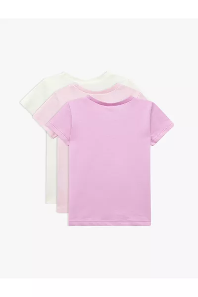 Cotton 3-Piece T-Shirt Set with Cherry and Bow Print