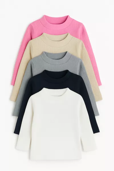 Girls'  Years 5-Piece Thin Ribbed Knit Sweater Set – Comfortable and Stylish Basic Model 5 Pieces