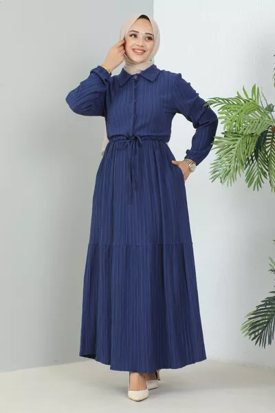 Abito con colletto a camicia e mezzi bottoni Lara