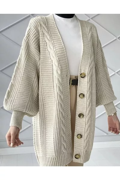 Cardigan in maglia con motivo a trecce