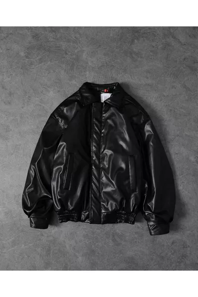 Unisex premium oversized vintage bomberleren jas