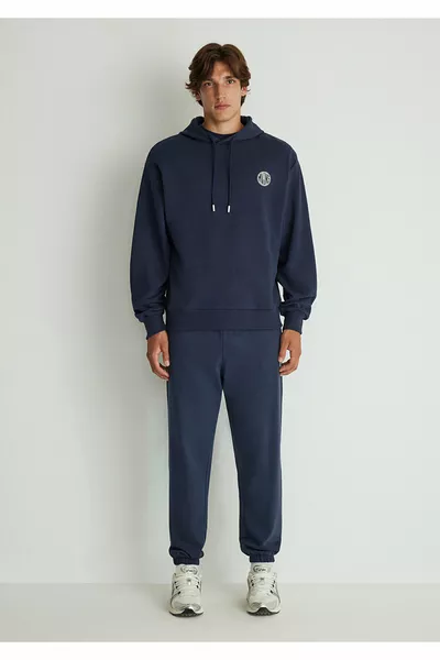 MVJNS Logo Printed Hooded Navy Sweatshirt 