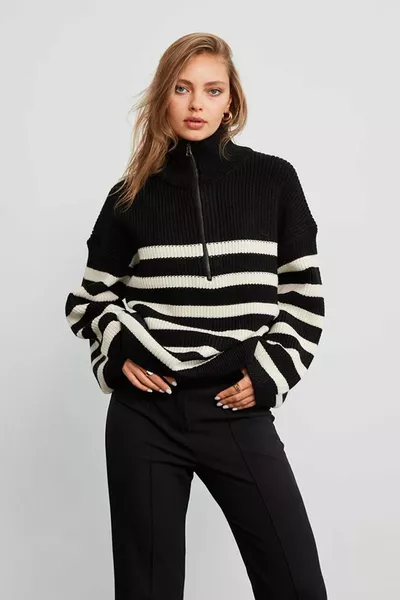 Half-Zip Fisherman Sweater Black