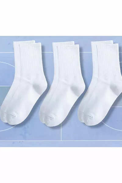 للجنسين 3 قطع تنس الجوارب البيضاء