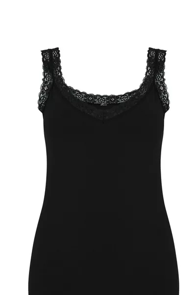 Damen-Top aus schwarzer Spitze mit Lycra