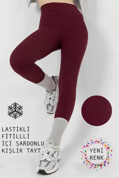 سروال ضيق شتوي محبوك من القطن الداخلي مبطن بالفرو، مطاطي، مبطن، مخطط، يدعم الجسم @verona