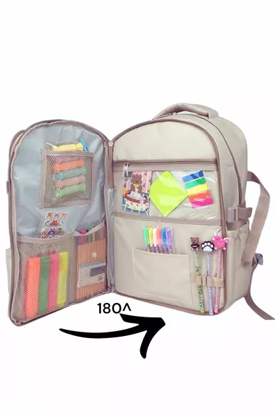 Kore Tarzı Ortopedik Özel Tasarım Çok Cepli Su Geçirmez Yeni Aksesuarlı Kız  Erkek Okul Çantası