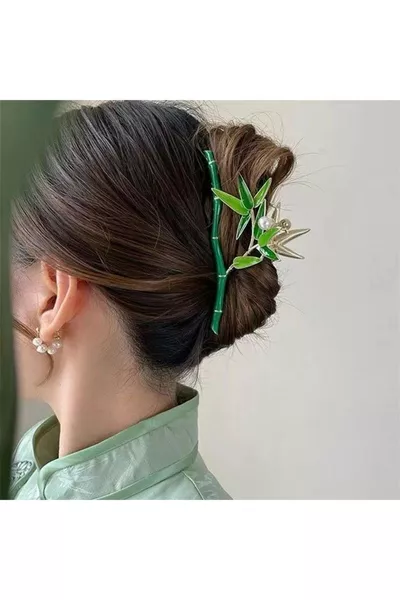 Grünes Bambus-Haarklammer