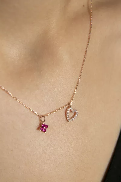 Women's Heart Detailed Minimal Model  Sterling Silver Necklace